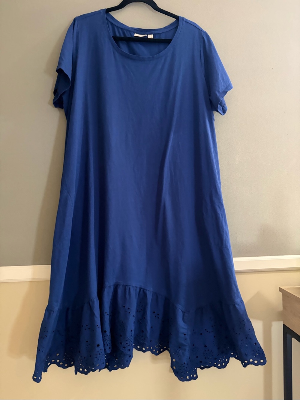 LOGO by Lori Goldstein T-Shirt Dress Cobalt Blue Pockets Cotton Lightweight Prep